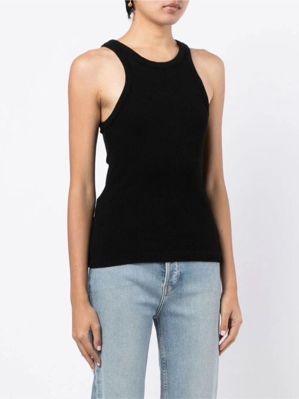 AGOLDE Bailey Black ORGANIC COTTON Ribbed Knit Tank Top Sleeveless stretchy Sm - Picture 2 of 11